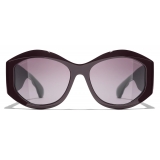 Chanel - Oval Sunglasses - Burgundy - Chanel Eyewear