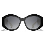 Chanel - Oval Sunglasses - White Black Gray - Chanel Eyewear