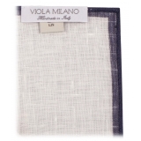 Viola Milano - Classic Shoestring Linen Pocket Square - Navy - Handmade in Italy - Luxury Exclusive Collection
