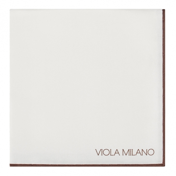 Viola Milano - Fazzoletto da Taschino in Seta con Pochi Soldi - Marrone - Handmade in Italy - Luxury Exclusive Collection
