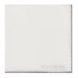 Viola Milano - Classic Shoestring Silk Pocket Square - Grey - Handmade in Italy - Luxury Exclusive Collection