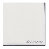 Viola Milano - Fazzoletto da Taschino Classico in Seta con Pochi Soldi - Navy - Handmade in Italy - Luxury Exclusive Collection