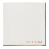 Viola Milano - Fazzoletto da Taschino in Seta con Pochi Soldi - Arancione - Handmade in Italy - Luxury Exclusive Collection