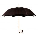 Viola Milano - Classic Stripe Chestnut Umbrella - Navy/Brown - Handmade in Italy - Luxury Exclusive Collection