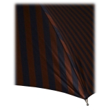 Viola Milano - Classic Stripe Chestnut Umbrella - Navy/Brown - Handmade in Italy - Luxury Exclusive Collection