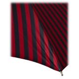 Viola Milano - Classic Stripe Chestnut Umbrella - Navy/Red - Handmade in Italy - Luxury Exclusive Collection