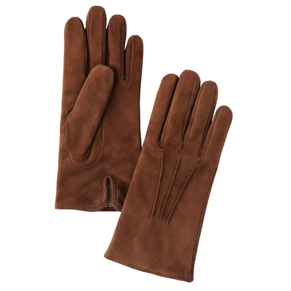 Viola Milano - Classic Suede Gloves with Rich Cashmere Lining - Light Brown - Handmade in Italy - Luxury Exclusive Collection