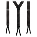 Viola Milano - Classic Width Braces L Braid Ends - Polka Dot Black - Handmade in Italy - Luxury Exclusive Collection