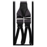 Viola Milano - Classic Width Braces L Braid Ends - Polka Dot Grey - Handmade in Italy - Luxury Exclusive Collection