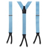 Viola Milano - Classic Width Braces L Braid Ends - Polka Dot Light Blue - Handmade in Italy - Luxury Exclusive Collection