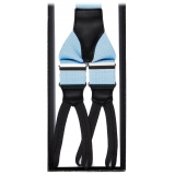 Viola Milano - Classic Width Braces L Braid Ends - Polka Dot Light Blue - Handmade in Italy - Luxury Exclusive Collection