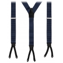 Viola Milano - Classic Width Braces L Braid Ends - Polka Dot Navy - Handmade in Italy - Luxury Exclusive Collection