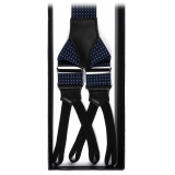 Viola Milano - Classic Width Braces L Braid Ends - Polka Dot Navy - Handmade in Italy - Luxury Exclusive Collection