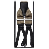 Viola Milano - Classic Width Braces L Braid Ends - Polka Dot Taupe - Handmade in Italy - Luxury Exclusive Collection