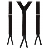 Viola Milano - Classic Width Braces L Braid Ends - Solid Black - Handmade in Italy - Luxury Exclusive Collection