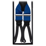 Viola Milano - Classic Width Braces L Braid Ends - Solid Blue - Handmade in Italy - Luxury Exclusive Collection