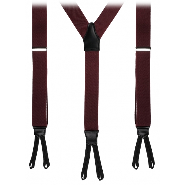 Viola Milano - Classic Width Braces L Braid Ends - Solid Burgundy - Handmade in Italy - Luxury Exclusive Collection