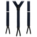 Viola Milano - Classic Width Braces L Braid Ends - Solid Navy - Handmade in Italy - Luxury Exclusive Collection