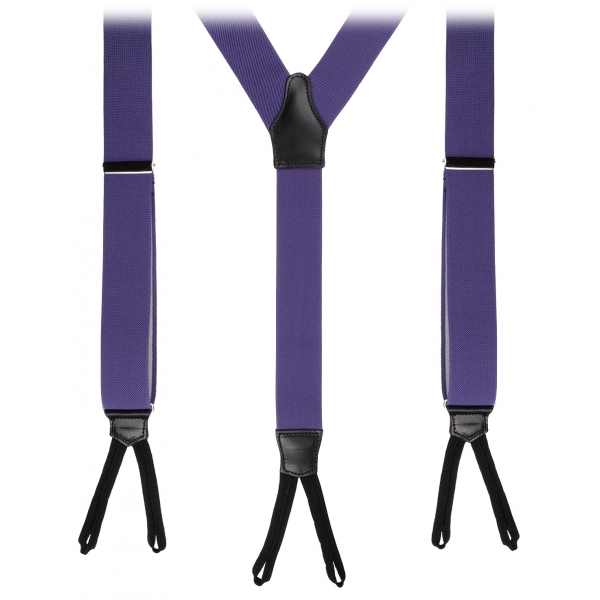Viola Milano - Classic Width Braces L Braid Ends - Solid Purple - Handmade in Italy - Luxury Exclusive Collection