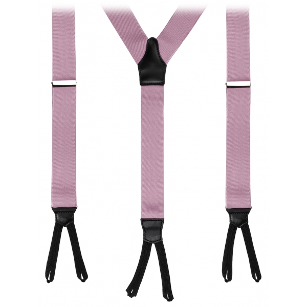 Viola Milano - Classic Width Braces L Braid Ends - Solid Pink - Handmade in Italy - Luxury Exclusive Collection