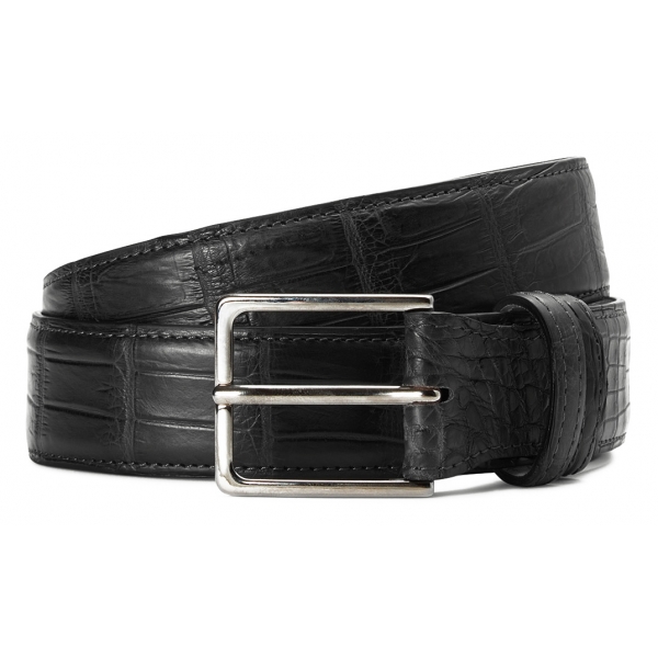 Viola Milano - Como Alligator Leather Belt - Black - Handmade in Italy - Luxury Exclusive Collection