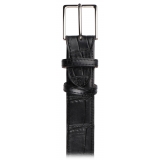 Viola Milano - Como Alligator Leather Belt - Black - Handmade in Italy - Luxury Exclusive Collection