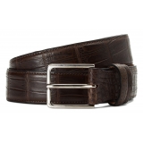 Viola Milano - Como Alligator Leather Belt - Brown - Handmade in Italy - Luxury Exclusive Collection