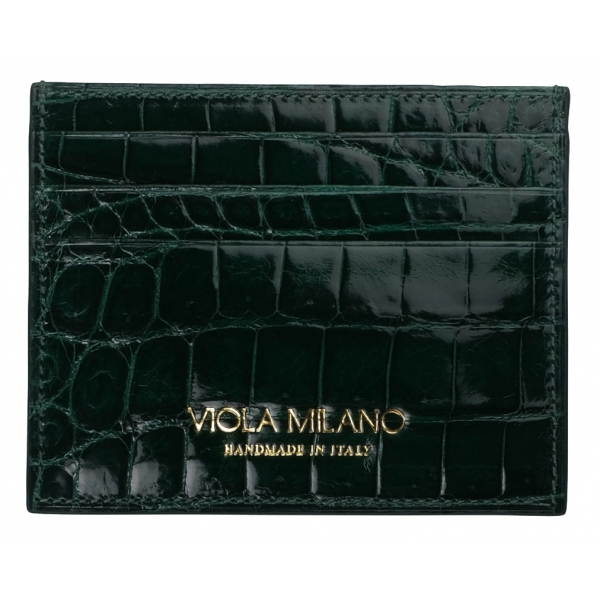 Viola Milano - Porta Carte di Credito Coccodrillo - Foresta - Handmade in Italy - Luxury Exclusive Collection