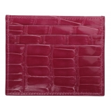 Viola Milano - Crocodile Credit Card Holder - Fuschia - Handmade in Italy - Luxury Exclusive Collection