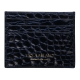 Viola Milano - Porta Carte di Credito Coccodrillo - Navy - Handmade in Italy - Luxury Exclusive Collection