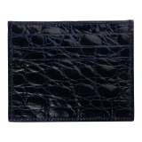 Viola Milano - Porta Carte di Credito Coccodrillo - Navy - Handmade in Italy - Luxury Exclusive Collection