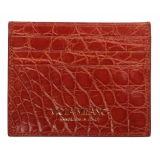 Viola Milano - Crocodile Credit Card Holder - Orange - Handmade in Italy - Luxury Exclusive Collection