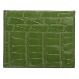 Viola Milano - Porta Carte di Credito Coccodrillo - Pistacchio - Handmade in Italy - Luxury Exclusive Collection