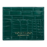 Viola Milano - Porta Carte di Credito Coccodrillo - Verde - Handmade in Italy - Luxury Exclusive Collection