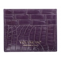 Viola Milano - Porta Carte di Credito Coccodrillo - Viola - Handmade in Italy - Luxury Exclusive Collection