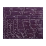 Viola Milano - Porta Carte di Credito Coccodrillo - Viola - Handmade in Italy - Luxury Exclusive Collection