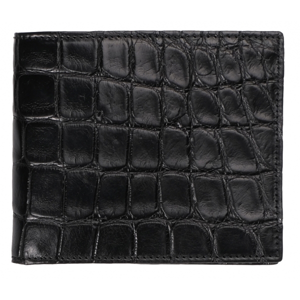 Viola Milano - Crocodile Slim Wallet - Black - Handmade in Italy - Luxury Exclusive Collection