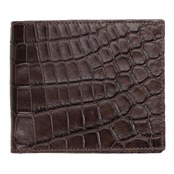 Viola Milano - Crocodile Slim Wallet - Brown - Handmade in Italy - Luxury Exclusive Collection