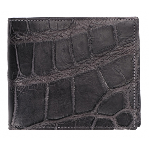 Viola Milano - Crocodile Slim Wallet - Grey - Handmade in Italy - Luxury Exclusive Collection