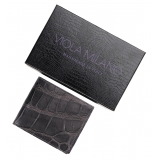 Viola Milano - Crocodile Slim Wallet - Grey - Handmade in Italy - Luxury Exclusive Collection