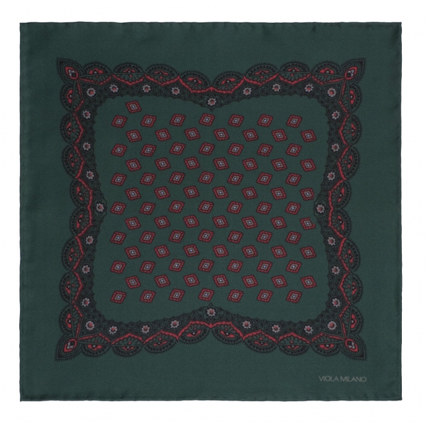 Viola Milano - Diamond Archive Printed Silk Pocket Square - Forest Mix - Handmade in Italy - Luxury Exclusive Collection