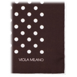 Viola Milano - Fazzoletto da Taschino in Seta a Pois - Marrone/Bianco - Handmade in Italy - Luxury Exclusive Collection