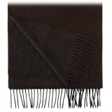 Viola Milano - Double Face 100% Zibellino Cashmere Scarf - Brown/Grey - Handmade in Italy - Luxury Exclusive Collection