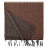 Viola Milano - Double Face 100% Zibellino Cashmere Scarf - Brown/Taupe - Handmade in Italy - Luxury Exclusive Collection