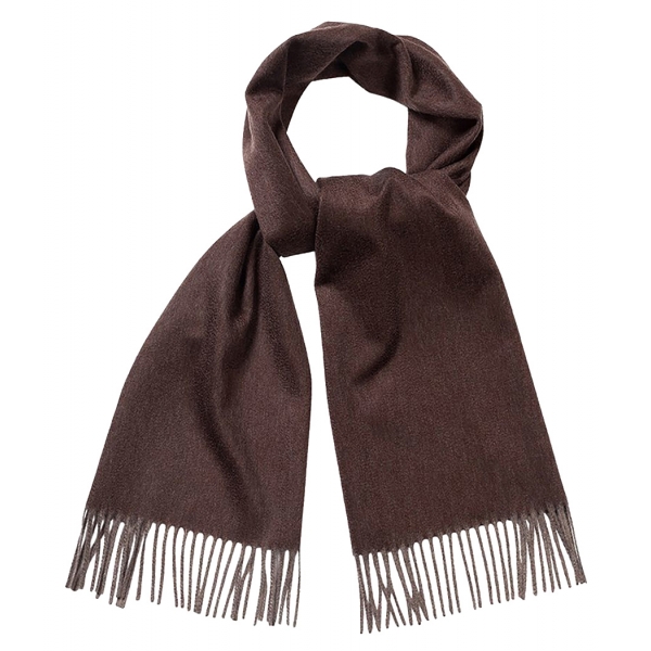 Viola Milano - Double Face 100% Zibellino Cashmere Scarf - Brown/Taupe - Handmade in Italy - Luxury Exclusive Collection