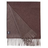 Viola Milano - Double Face 100% Zibellino Cashmere Scarf - Brown/Taupe - Handmade in Italy - Luxury Exclusive Collection