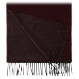 Viola Milano - Double Face 100% Zibellino Cashmere Scarf - Burgundy/Grey - Handmade in Italy - Luxury Exclusive Collection