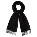 Viola Milano - Double Face 100% Zibellino Cashmere Scarf - Dark Grey Mix - Handmade in Italy - Luxury Exclusive Collection