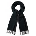 Viola Milano - Double Face 100% Zibellino Cashmere Scarf - Forest/Grey - Handmade in Italy - Luxury Exclusive Collection