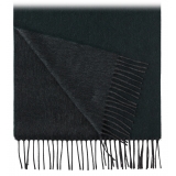 Viola Milano - Double Face 100% Zibellino Cashmere Scarf - Forest/Grey - Handmade in Italy - Luxury Exclusive Collection